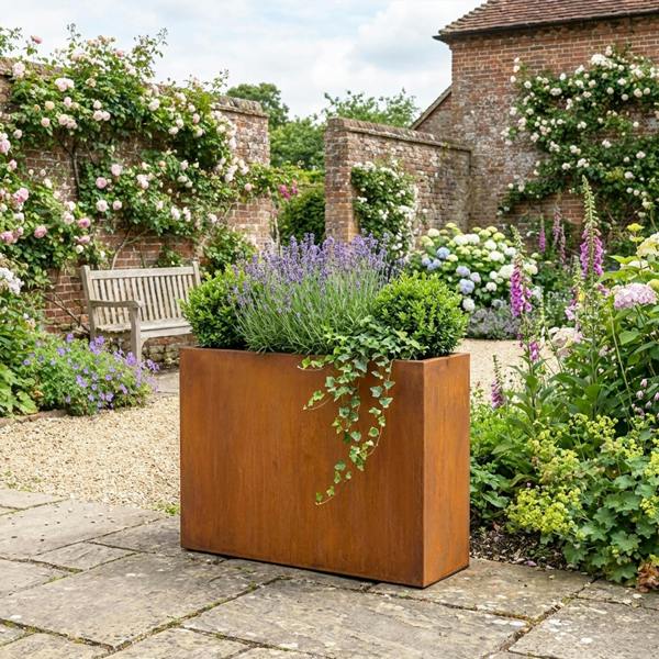 Nicoman Galvanised Steel Trough Metal Planter 90cm x 82cm - Pre-Rusted