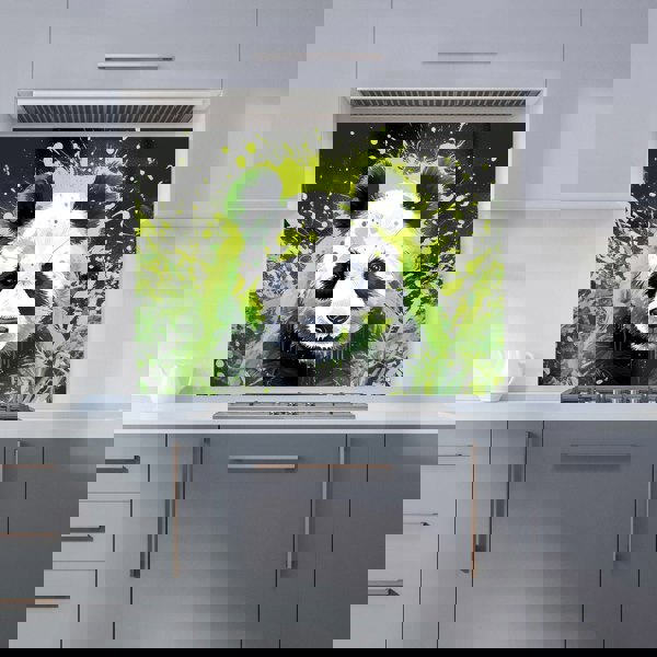 Warren Reed - Designer Green Splashart Panda Face Kitchen Splashback