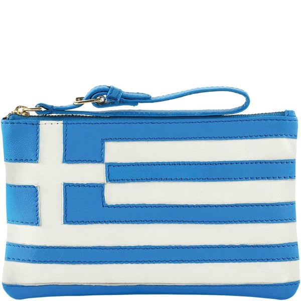 Assots London 'GREEK' Country Flag Designer Leather Wristlet