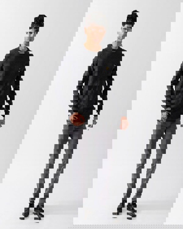 Lyle & Scott Cotton Merino Mens Crew Neck Jumper - 398 Charcoal Marl