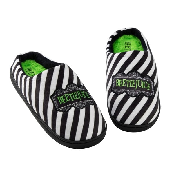 Beetlejuice Unisex Adult Logo Mule Slippers - Black/White/Green