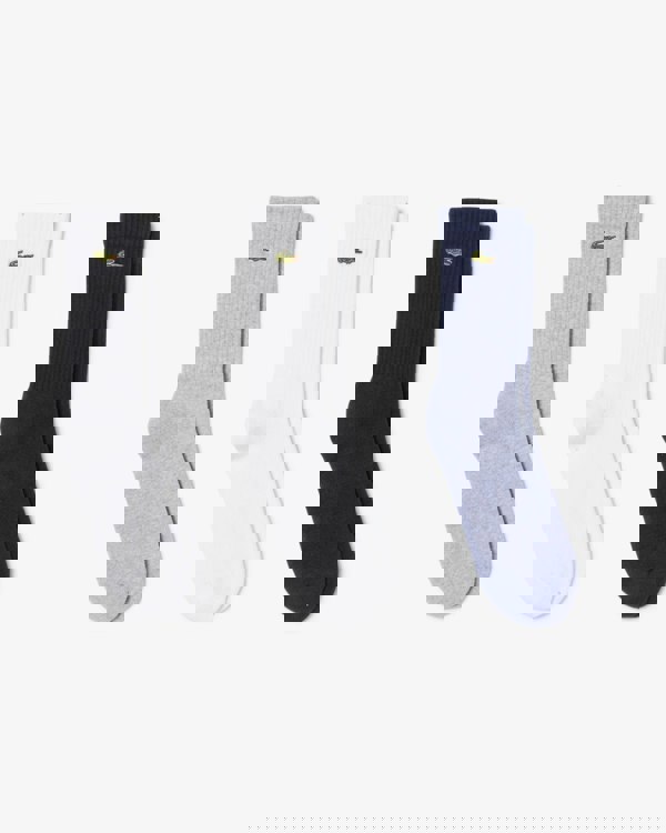 Lacoste 3 Pack Sport Mens High Cut Socks - Silver Chine/White-Navy Blue TYA