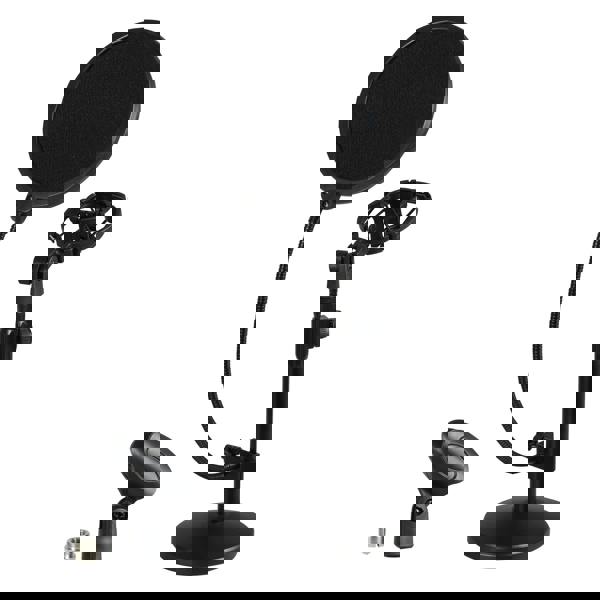 Levede Desktop Microphone Stand Adjustable Mic Clip Desk Pop Filter Shock Mount