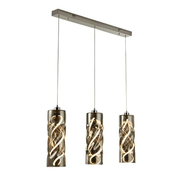 Pagazzi Lighting Demeter 3 Light Black Smoke Glass LED Ceiling Pendant Bar