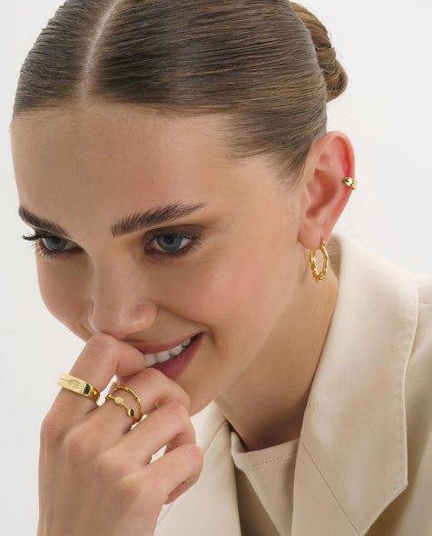 Gold Band Bamboo Stackable Ring - Rings - Elk & Bloom