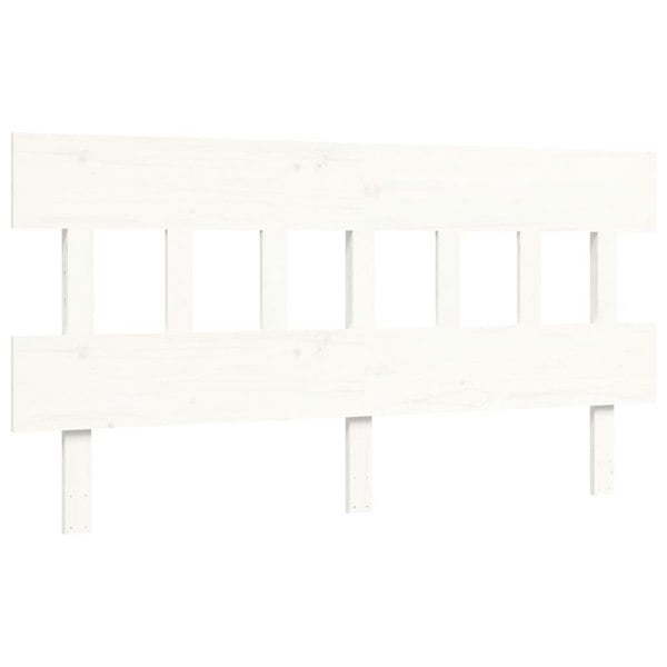 Berkfield Bed Frame with Headboard White King Size Solid Wood