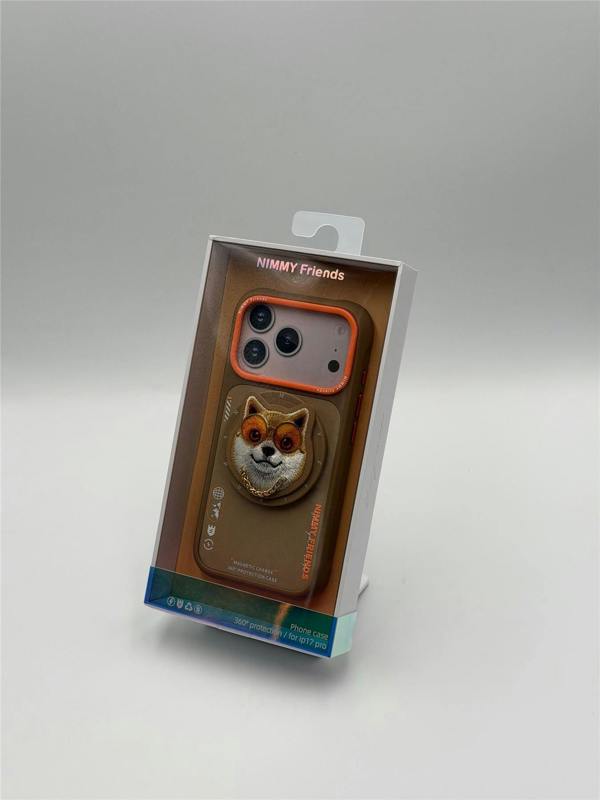 Nimmy Friends Nimmy Glasses Cool Dog Face Case with Detachable MagSafe Grip Stand for iPhone 17 Pro 6.3" Brown Orange - N-YJKM-CXZJ-IP17-PRO-012
