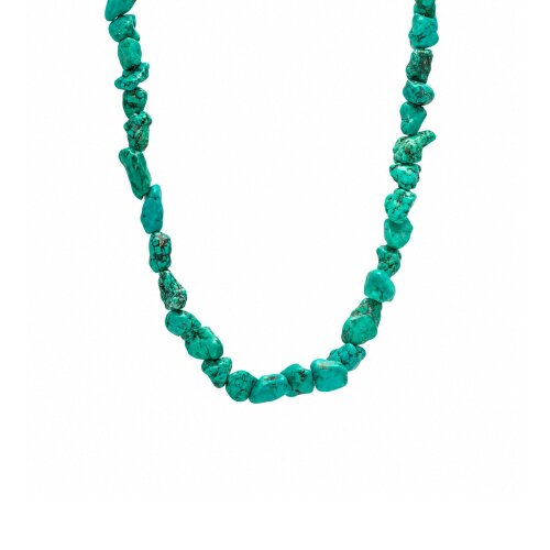 Spero London Natural Turquoise Gemstone Sterling Silver Nugget Necklace