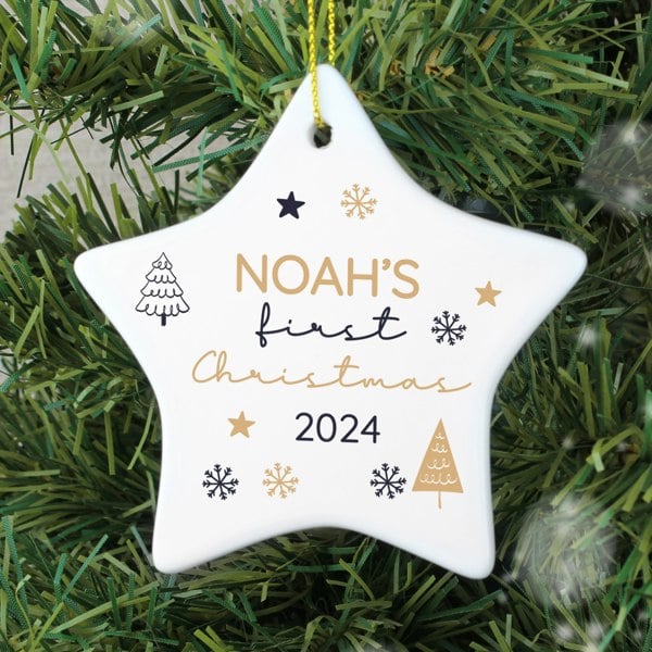 Personalised Memento Company Personalised First Christmas Star Christmas Tree Decoration