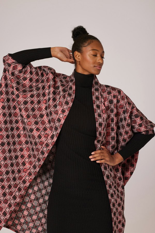 Lioness by TF Red Squared Midi Kimono