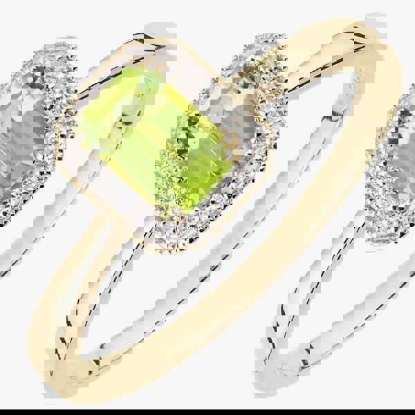 T. H. Baker 9ct Yellow Gold Peridot 0.08ct Diamond Cluster Ring DR1619YPD
