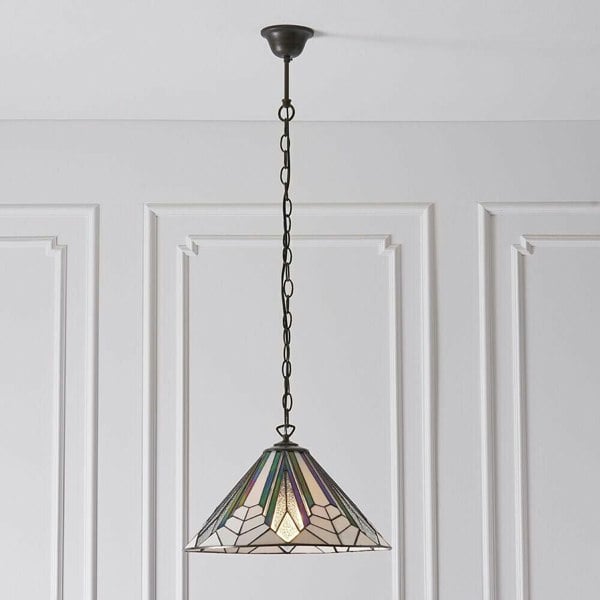 Tiffany Glass Hanging Ceiling Pendant Light Bronze Chain Deco Lamp Shade i00076 Loops