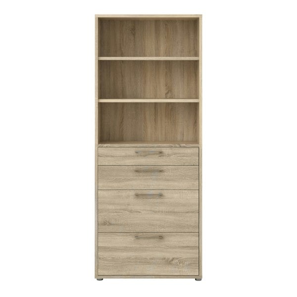 Furniture To Go Prima Bookcase 2 Shelves With 2 Drawers 2 File Drawers In Oak