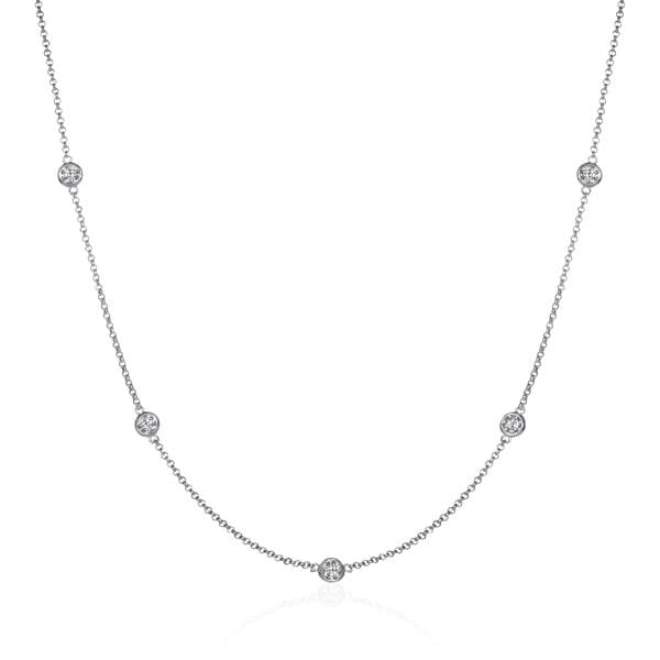 namana 925 Sterling Silver 18, 24 or 30 inch long Chain Necklace with Cubic Zirconia Stones