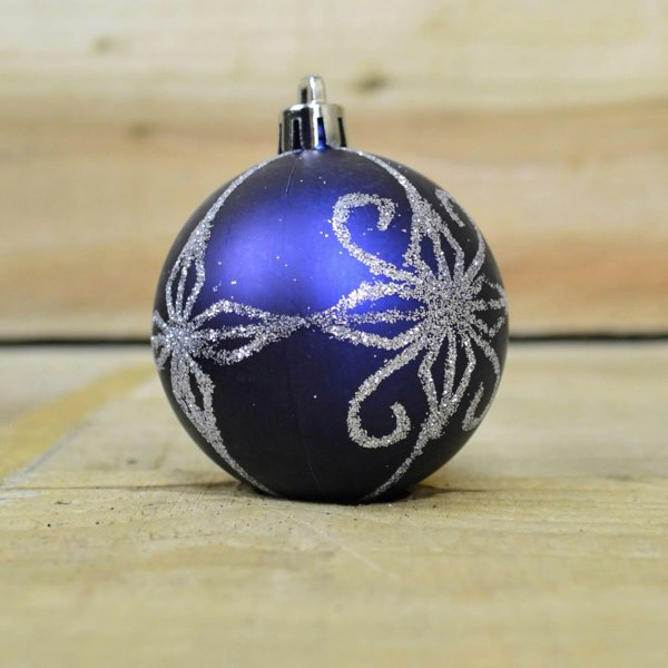 Samuel Alexander 9 Pack Premier 60mm Deluxe Glitter Christmas Tree Baubles - Midnight Blue