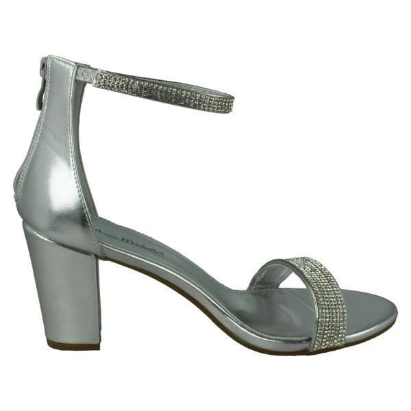 Anne Michelle Ladies Anne Michelle Wide Fit Block Heel Diamante Mule Sandal F12052