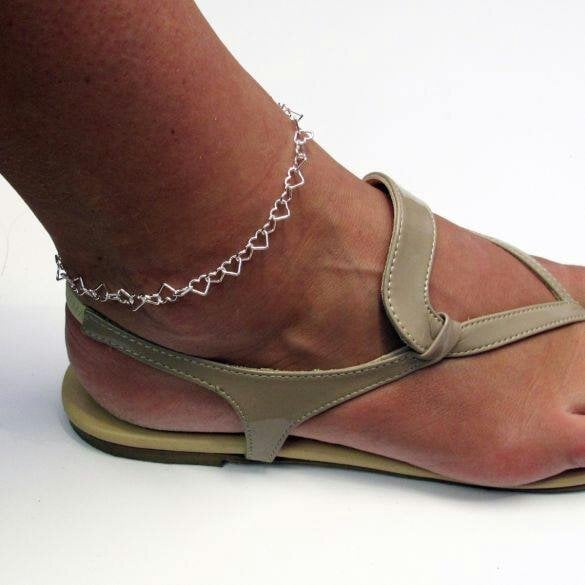 Christopher James of London Sterling Silver Heart Link Anklet