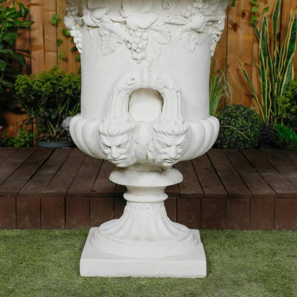 Large White Stone Cast Normandy Urn Vase 