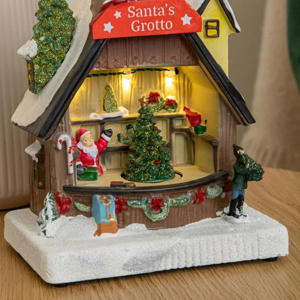 Samuel Alexander 17cm Light up Santa's Grotto Moving Musical Christmas Scene