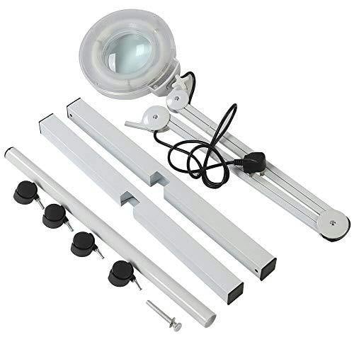 HYGRAD BUILT TO SURVIVE 5X Magnifier Vertical Clip Floor Stand Lamp Glass Adjustable Rolling Diopter Salon SPA Beauty Makeup Skincare Nail Tattoo
