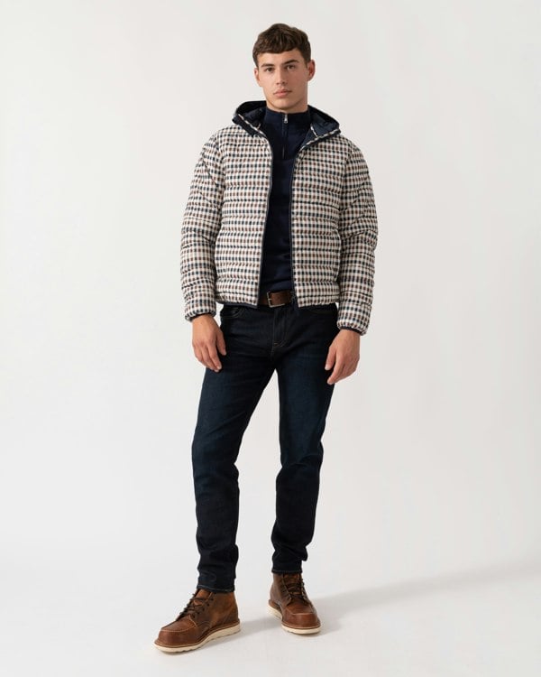 Aquascutum Mens Hooded 100Gsm Jacket - Club Check 28