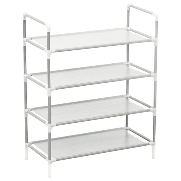 Berkfield Shoe Rack with 4 Shelves Metal and Non-woven Fabric Silver