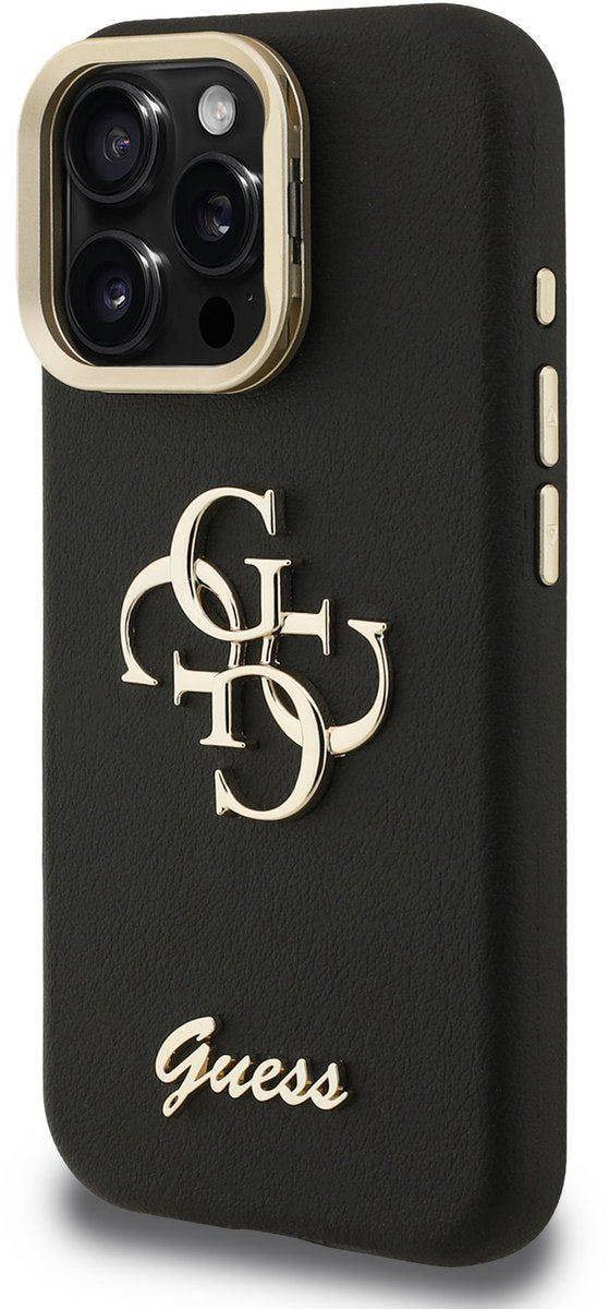 Guess PU Grained 4G Logo Stand Camera Frame Case for iPhone 16 Pro Max 6.9" Black - GUHCP16XPCS4GSK