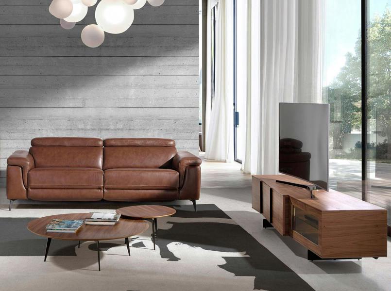 Angel Cerdá Walnut and Black Steel TV Cabinet With Interior Lighting 3219