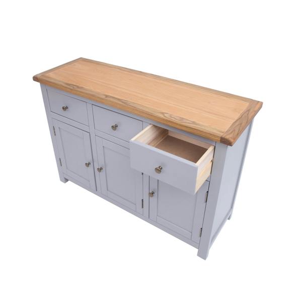 Cabinet Bits Mirano Grey 3 Drawer 3 Door Sideboard Brass Knob