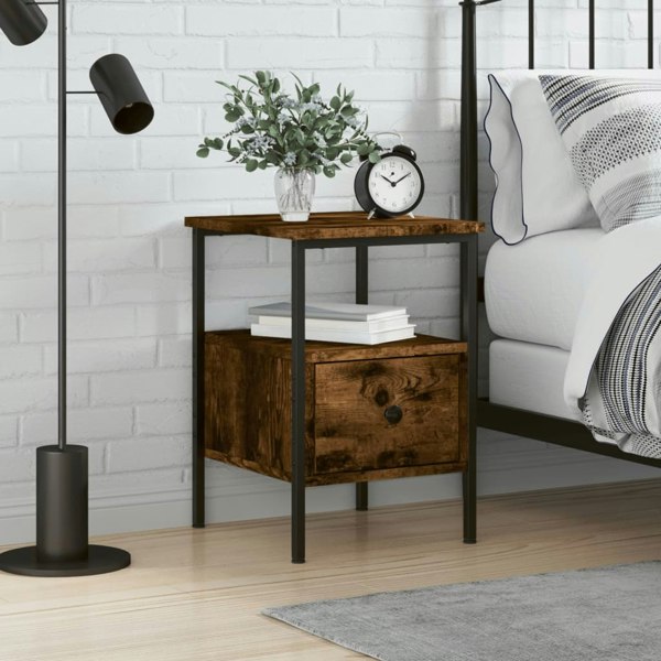 Berkfield Bedside Cabinet Smoked Oak 34x36x50 cm Engineered Wood