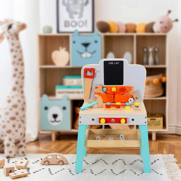 Dyzi My First Wooden Workbench Kids Pretend Play Tool Set
