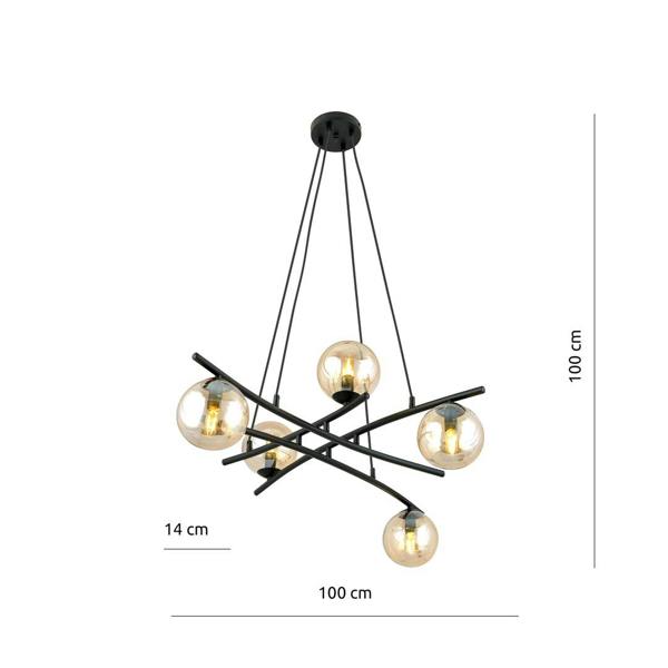 Emibig ESSA Pendant lamp 5 x E14 Black with Amber Shade