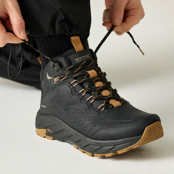 Regatta Mens Derino Mid Cut Walking Boots - Black/Rubber