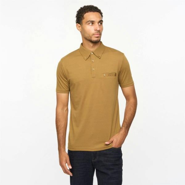 Gabicci V55GX18 Mens Ladro Short Sleeve Plain Jersey Polo Shirt Gabicci Vintage - NUTMEG