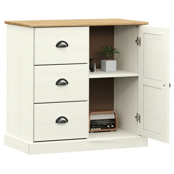 Berkfield Sideboard with Drawers VIGO 78x40x75 cm White Solid Wood Pine