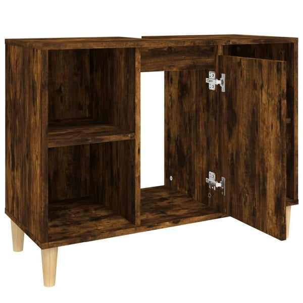 Berkfield Sink Cabinet Smoked Oak 80x33x60 cm Engineered Wood