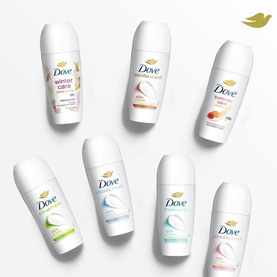 Dove Powder Soft Roll On Anti-Perspirant Long Lasting Fragrance 48H, 36x50ml