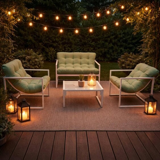 Neo Green 4 Piece Outdoor Metal Patio Garden Furniture Set