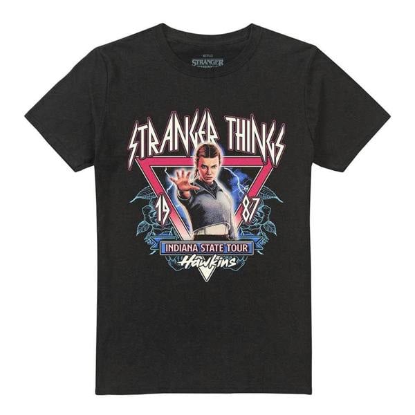 Stranger Things Unisex Adult 87 Eleven Tour Poster Back Print T-Shirt - Black