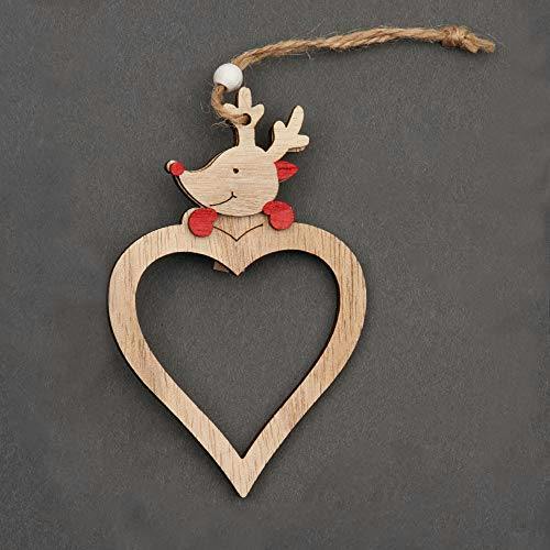Wooden Heart Shape Hanging Christmas Decorations, 3 Piece Set with Twine String image 3
