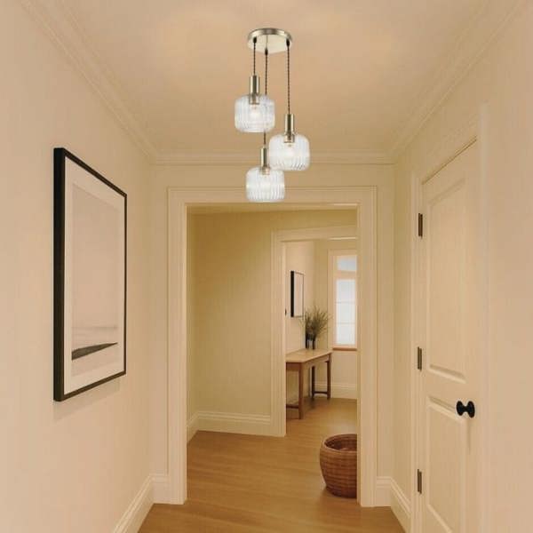 COSYLYTE Maple 3 Light Ribbed Glass Cluster Pendant Light