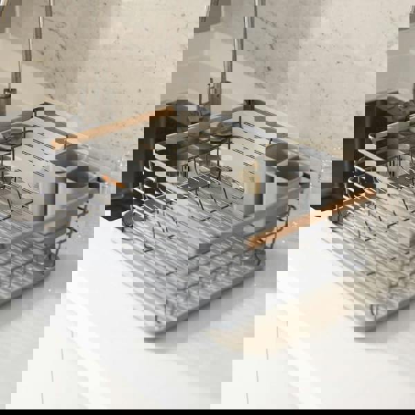 Living and Home Kitchen Metal Dish Drainer Rack Organizer Sink with Removable Drip Tray