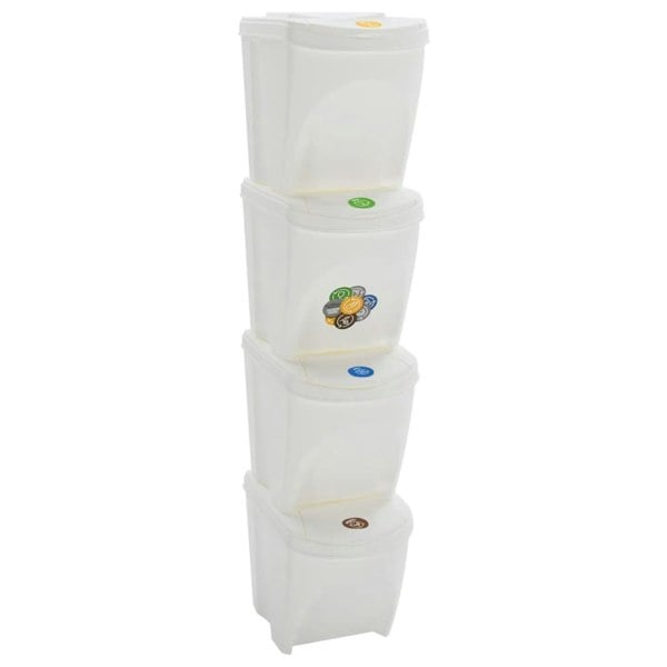 Berkfield Stackable Garbage Bin Boxes 4 pcs White 100 L Polypropylene