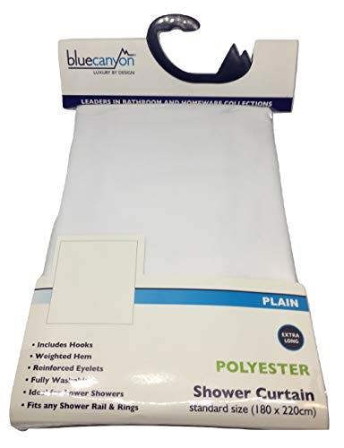 Blue Canyon Fabric Shower Curtain Plain White 180cm x 220cm Extra Long