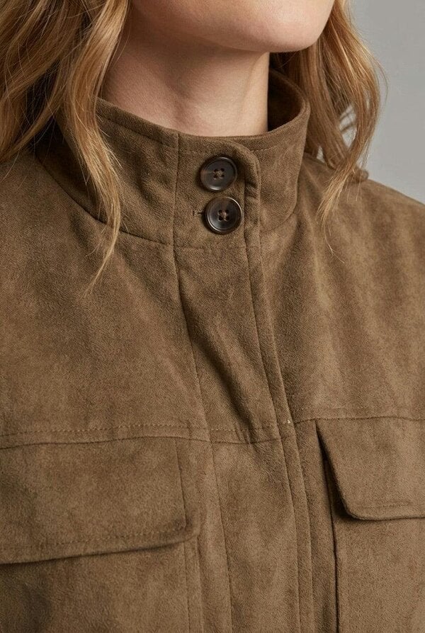 Izabel London Faux Suede Sleeveless High Neck Gilet