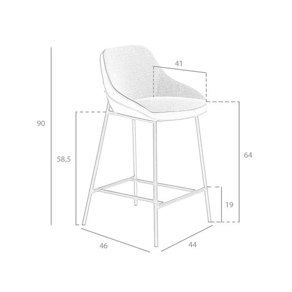 Angel Cerdá Grey Fabric and Black Leatherette Stool 4100