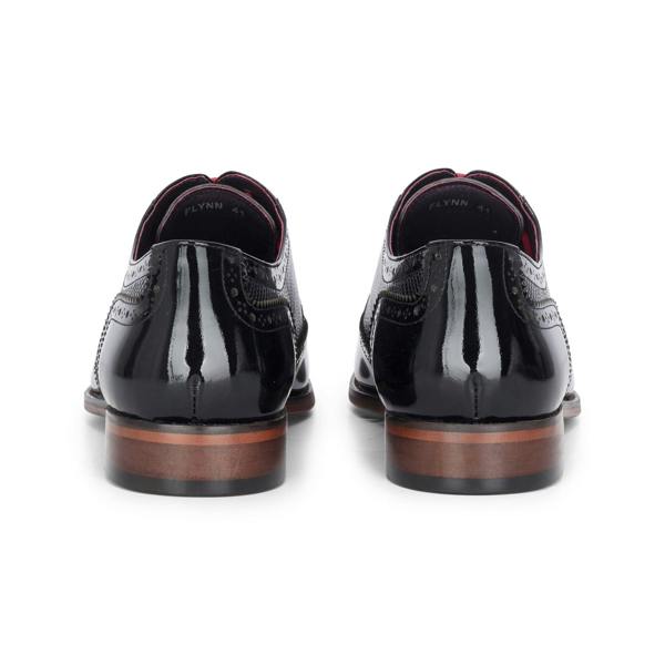 Justin Reess Men's Black Patent Leather Brogue Shoes - Flynn