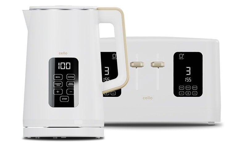 Cello Breakfast Bundle - Digital Kettle and 4 Slice Toaster