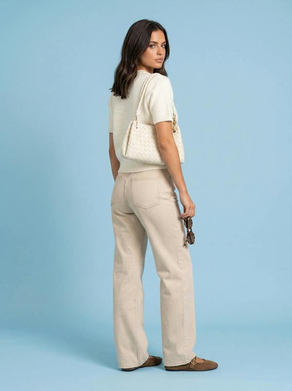 Urban Bliss Wool Blend Short Sleeved Cardigan Cream