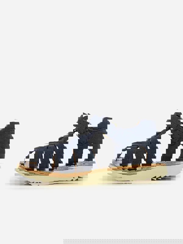 Pom D'Api Kids Leather Waff Papy Sandals in Navy